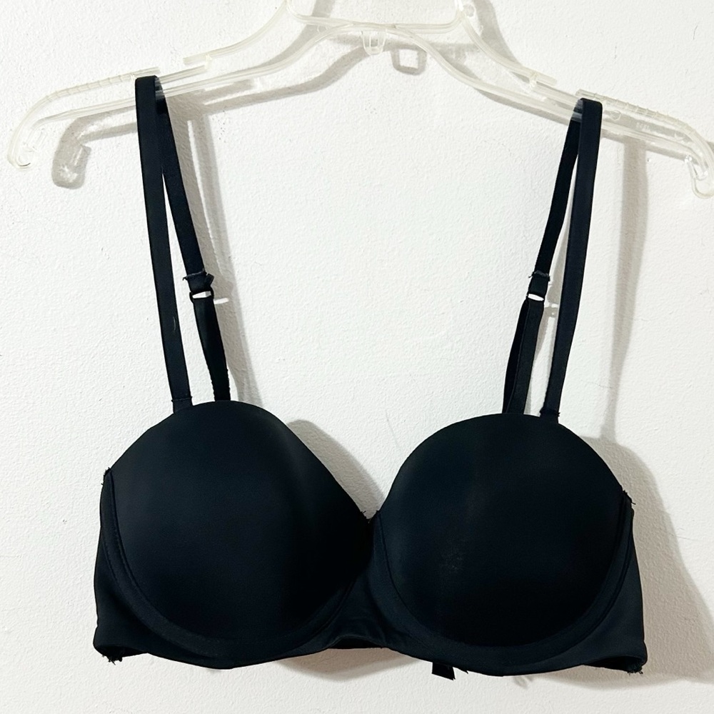 Primark Lightly Padded Black Underwire Convertible Bra Size 34C Adjustable Strap